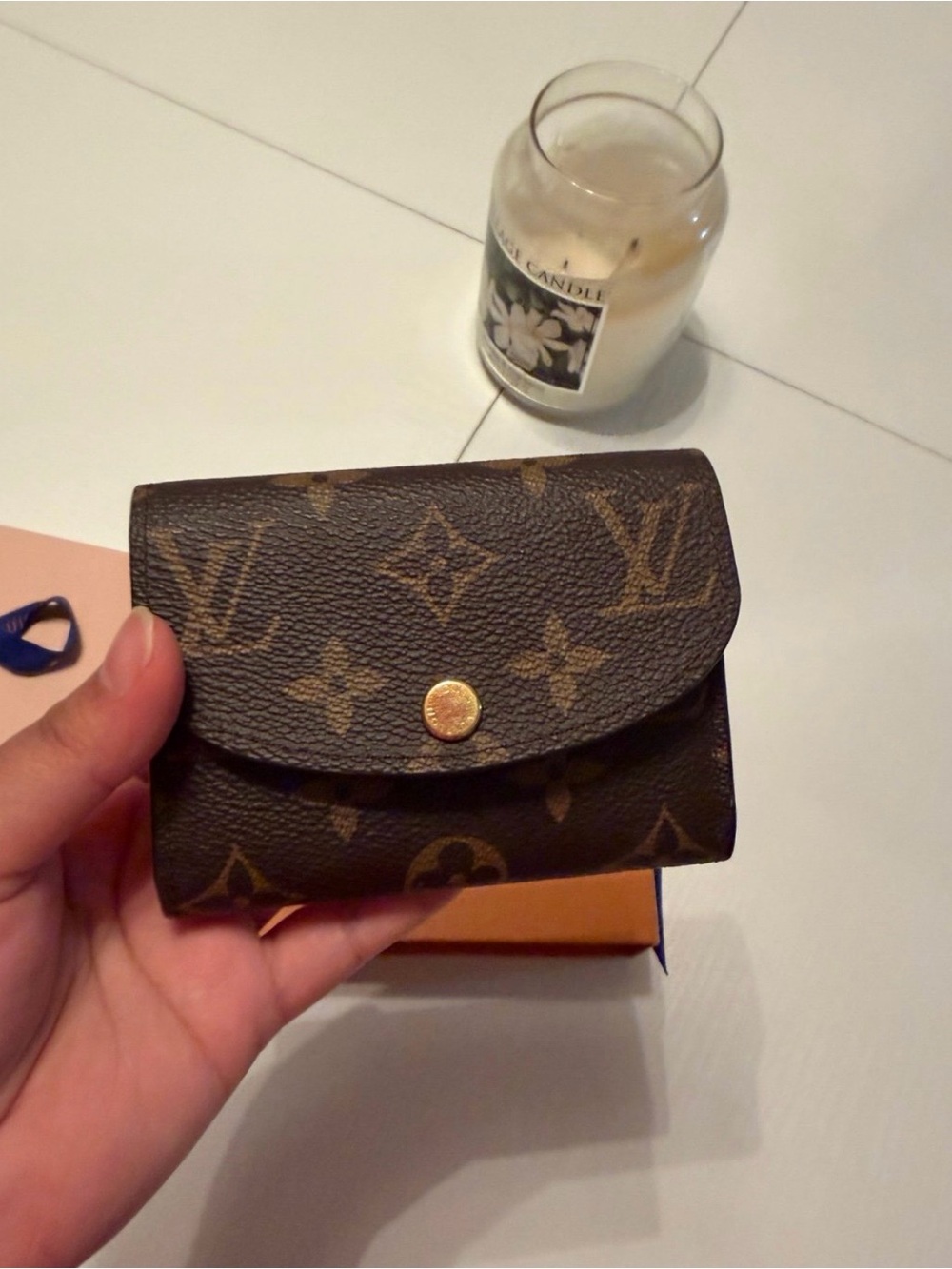 Louis Vuitton Monogram Canvas Small Trifold Wallet in Brown with Gold Snap